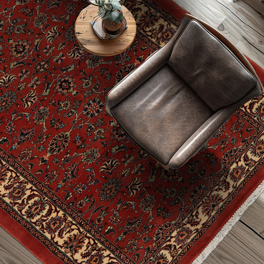 3'5''x6'3'' Hand Knotted Wool & Silk Burnt Orange Bidjar Traditional 300 KPSI Plush Pile Rug