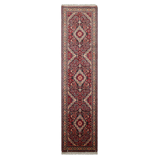 2'2''x8'11'' Runner Hand Knotted Wool Navy Jozan Sarouk Traditional 300 KPSI Rug