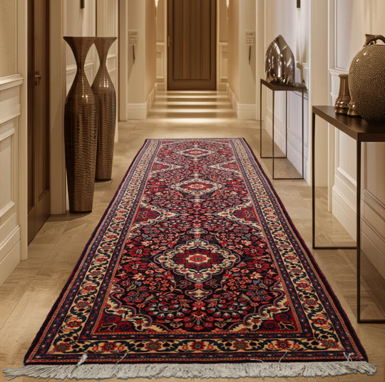 2'2''x8'11'' Runner Hand Knotted Wool Navy Jozan Sarouk Traditional 300 KPSI Rug