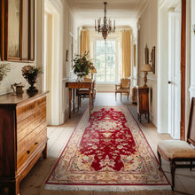 2'8''x6'7'' Runner Hand Knotted Wool & Silk Red Tabriz Traditional 300 KPSI Rug
