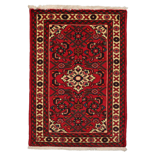 2'2''x3'3'' Hand Knotted Wool Rust Abadeh Traditional Rug