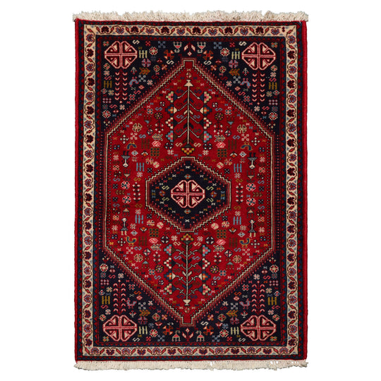 2'9''x4'3'' Hand Knotted Silk Red Abadeh Traditional Rug