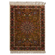 3x5 Mustard, Ivory, Green Color Hand Knotted Tabriz Wool & Silk Traditional Oriental Rug