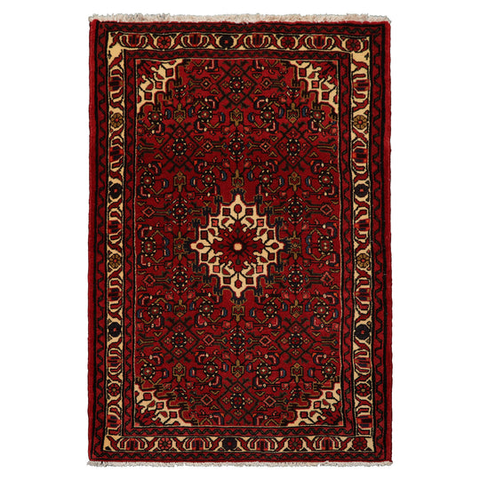 3'7''x5'3'' Hand Knotted Wool Rust Abadeh Traditional Rug
