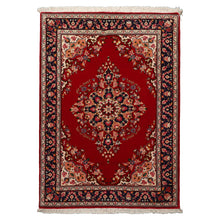 3x5 Red, Navy, Ivory Color Hand Knotted Tabriz Wool Traditional Oriental Rug