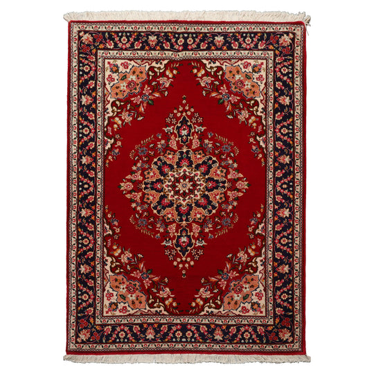 3'6''x5 Hand Knotted Wool Red Tabriz Traditional 200 KPSI Rug