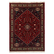 3x5 Red, Ivory, Navy Color Hand Knotted Abadeh Wool Traditional Oriental Rug