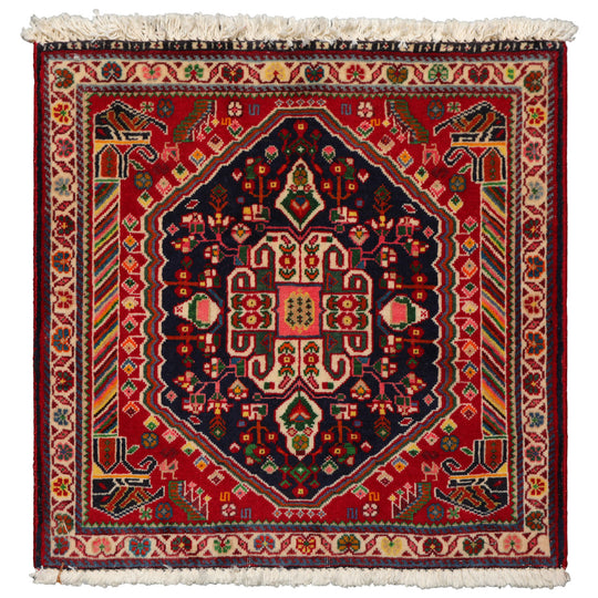 2'3''x2'3'' Square Hand Knotted Wool Navy Abadeh Traditional Rug