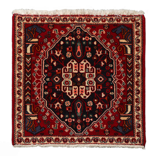 2x2'1'' Square Hand Knotted Wool Navy Abadeh Traditional Rug