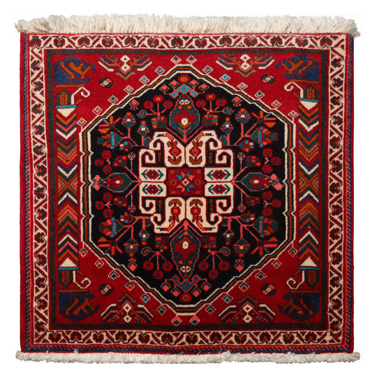 2'2''x2'1'' Square Hand Knotted Wool Black Abadeh Traditional Rug