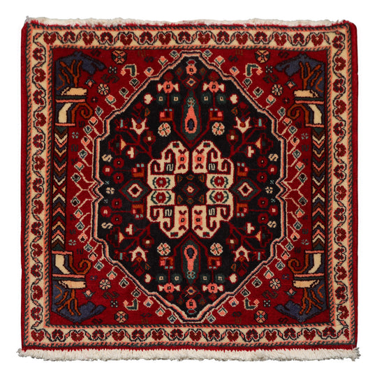 2'3''x2'3'' Square Hand Knotted Wool Red Abadeh Traditional Rug
