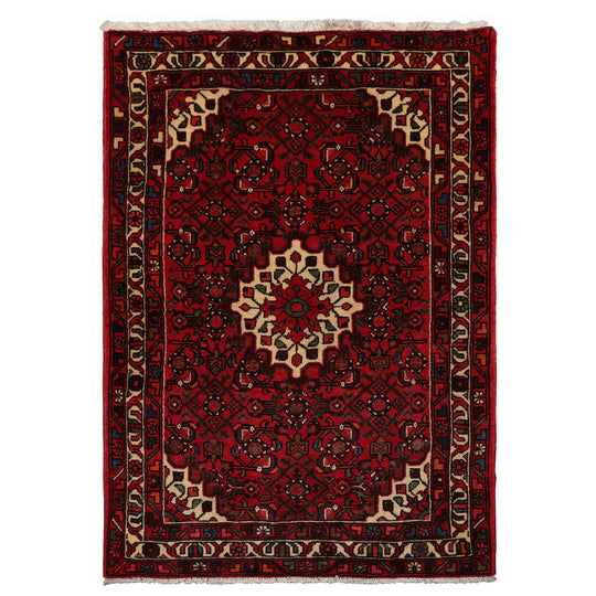 3'6''x5'1'' Hand Knotted Wool Rust Abadeh Traditional Rug