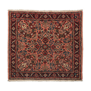 3x5 Rose, Navy, Beige Color Hand Knotted Sarouk Wool Traditional Oriental Rug