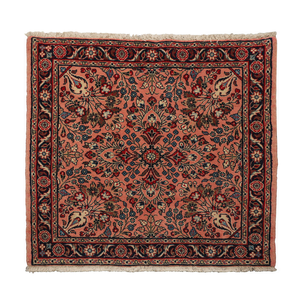 3x5 Rose, Navy, Beige Color Hand Knotted Sarouk Wool Traditional Oriental Rug