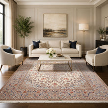 8'3''x10 Hand Knotted Wool & Silk Ivory Isfahan Traditional Rug