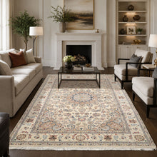 6'3''x9'3'' Hand Knotted Wool & Silk Ivory Nain Traditional Plush Pile Rug