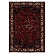 6x9 Red, Navy, Ivory Color Hand Knotted Joshican Abaden Wool Traditional Oriental Rug