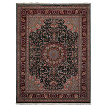 9x12 Emerald, Burgundy, Aqua Color Hand Knotted Sino Persian Wool & Silk Traditional Oriental Rug
