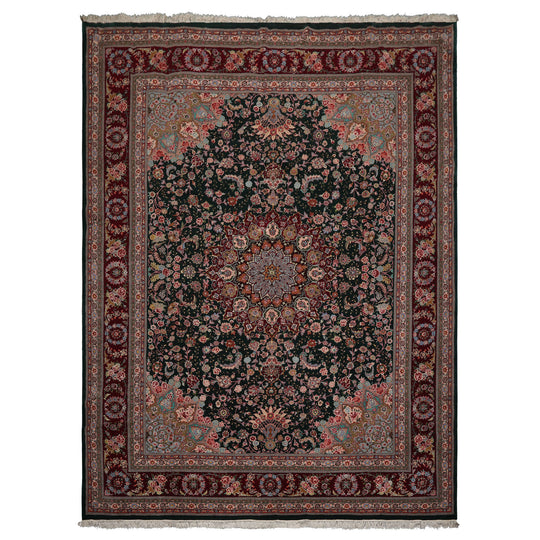 9x12 Hand Knotted Wool & Silk Emerald Sino Persian Traditional 500 KPSI Rug