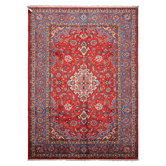 7'2''x10'4'' Hand Knotted Wool Red Isfahan Traditional Rug