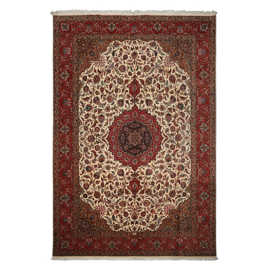 8'2''x11'11'' Hand Knotted Wool Ivory Tabriz Traditional 350 KPSI Masterweaver Signed Rug