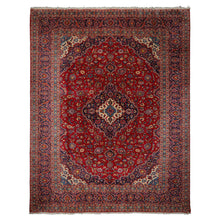 10x13 Red, Navy, Ivory Color Hand Knotted Heriz Wool Traditional Oriental Rug