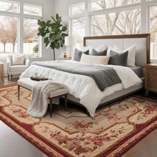 7x10 Ivory, Beige, Burgundy Color Hand Woven French Aubusson Needlepoint  Wool Traditional Oriental Rug
