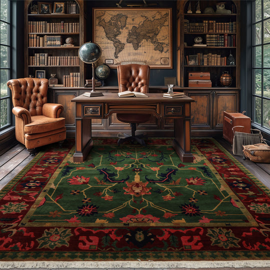 8x10 Hand Knotted Wool Green Tibetan Arts & Crafts Plush Pile Tufenkian Swiss Wash Rug