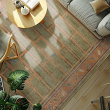 8x11 Mint, Peach, Aubergine Color Hand Knotted Tibetan Wool Arts & Crafts Oriental Rug