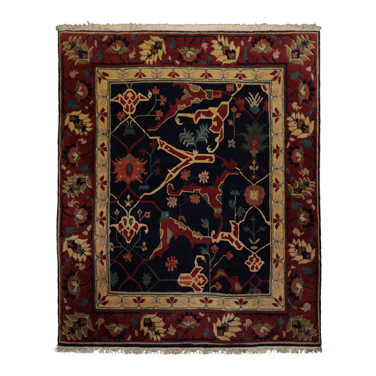 8'3''x10'3'' Hand Knotted Wool Navy Tibetan Arts & Crafts Plush Pile Tufenkian Swiss Wash Rug