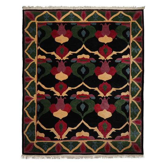 8x10 Hand Knotted Wool Black Tibetan Arts & Crafts Plush Pile Tufenkian Swiss Wash Rug