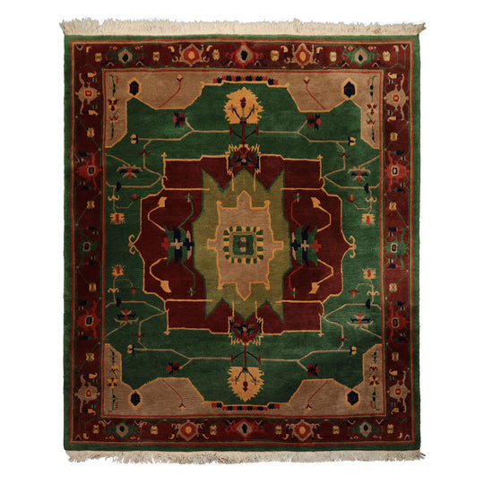 8x9'10'' Hand Knotted Wool Green Tibetan Arts & Crafts Plush Pile Tufenkian Swiss Wash Rug