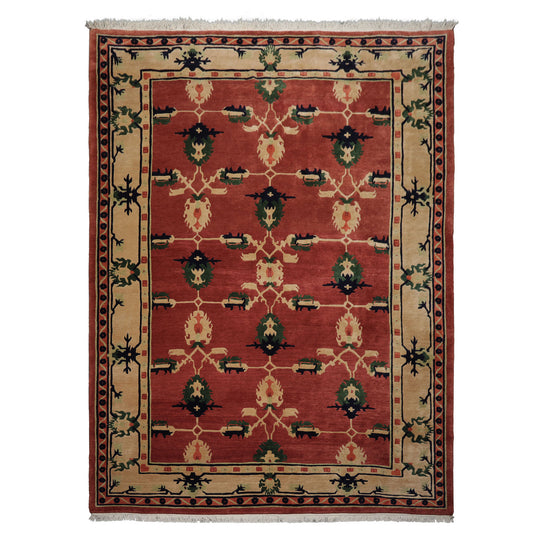 9x12'3'' Hand Knotted Wool Teracotta Tibetan Arts & Crafts Plush Pile Tufenkian Swiss Wash Rug