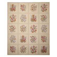 8x10 Ivory, Tan, Green Color Hand Woven French Aubusson Needlepoint  Wool Traditional Oriental Rug