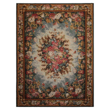 9x12 Teal, Aqua, Ivory Color Hand Woven Aubusson Needlepoint  Wool Traditional Oriental Rug