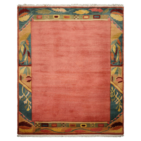 8x10'6'' Hand Knotted Wool Rose Tibetan Art Deco Plush Pile Tufenkian Swiss Wash Milas 177-1131 Rug