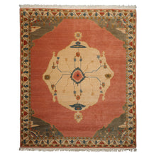 8x10 Rose, Ivory, Gray Color Hand Knotted Tibetan  Wool Traditional Oriental Rug