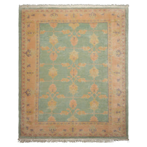 8x10 Aqua, Rose, Lavender Color Hand Knotted Tibetan Wool Arts & Crafts  Oriental Rug