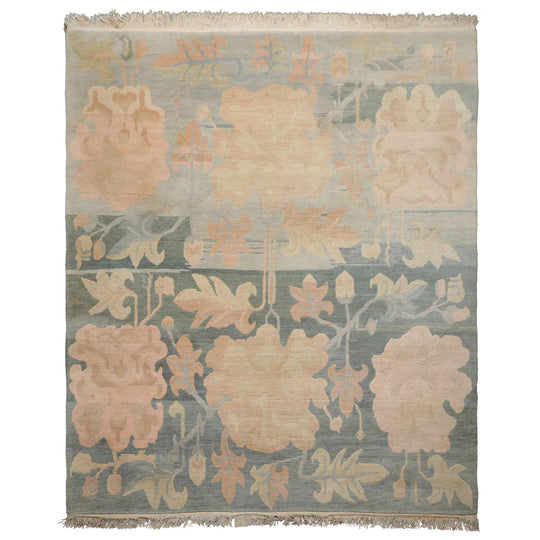 8x10 Hand Knotted Wool Beige Tibetan Art Deco All-Over Rug