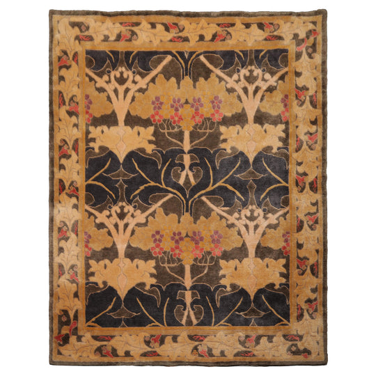 8x10 Hand Knotted Wool Gray Tibetan Arts & Crafts William Morris Rug