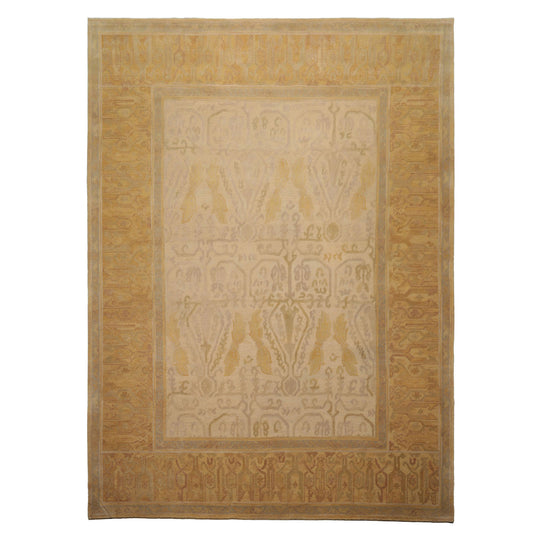 7'10''x10'4'' Hand Woven Wool Beige Aubusson Savonnerie Traditional Bordered Rug