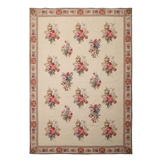 6'1''x8'11'' Hand Woven Wool Ivory Aubusson Needlepoint Traditional Rug