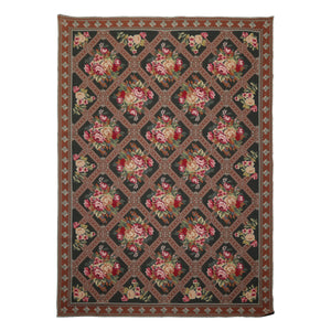 6x9 Green, Brown, Ivory Color Hand Woven Aubusson Needlepoint Wool Traditional Oriental Rug