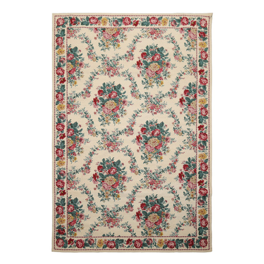 5'9''x8'9'' Hand Woven Wool Ivory Aubusson Needlepoint Traditional Rug