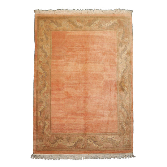 Michaelian & Kohlberg 5'7''x8'3'' Hand Knotted Wool Rose Tibetan Art Deco Kangri Swiss Wash Silky sheen Rug