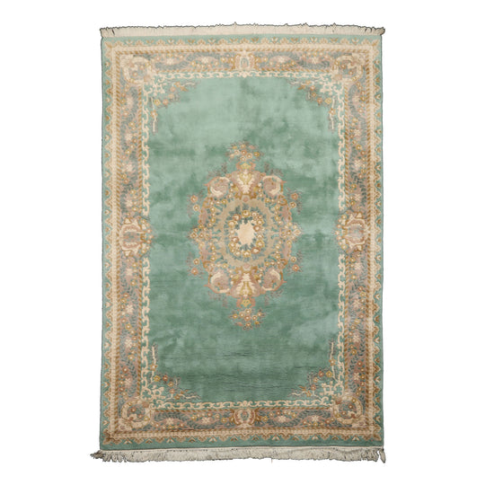 6x9 Hand Knotted New Zealand Wool Aqua French Aubusson Savonnerie Traditional Plush Pile Velvety Soft Pande Cameron Rug