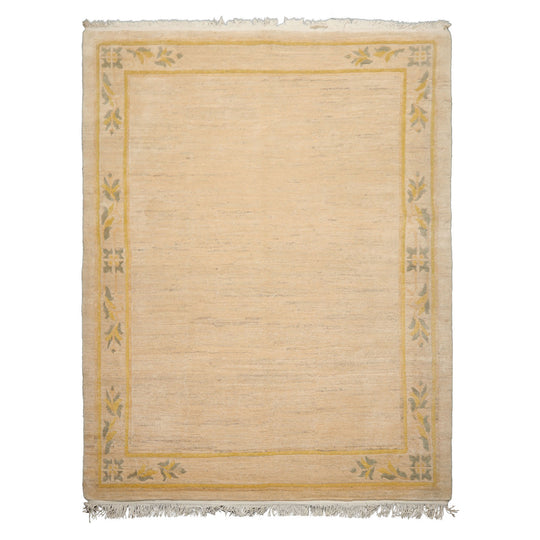 Michaelian & Kohlberg 6'7''x9'2'' Hand Knotted New Zealand Wool Oatmeal Tibetan Art Deco Swiss wash Organic look Rug