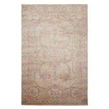 6x9 Beige, Rose, Pink Color Hand Knotted Aubusson Savonnerie New Zealand Wool Traditional Oriental Rug