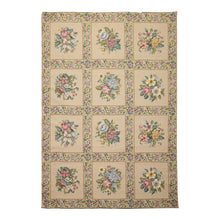 6x9 Khaki, Green, Blue Color Hand Woven French Needlepoint Wool Traditional Oriental Rug
