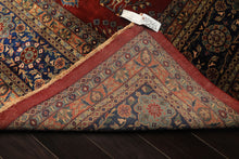 Runner Rusty Red, Navy, Mint Color Hand Knotted Sarouk New Zealand Wool Traditional Oriental Rug